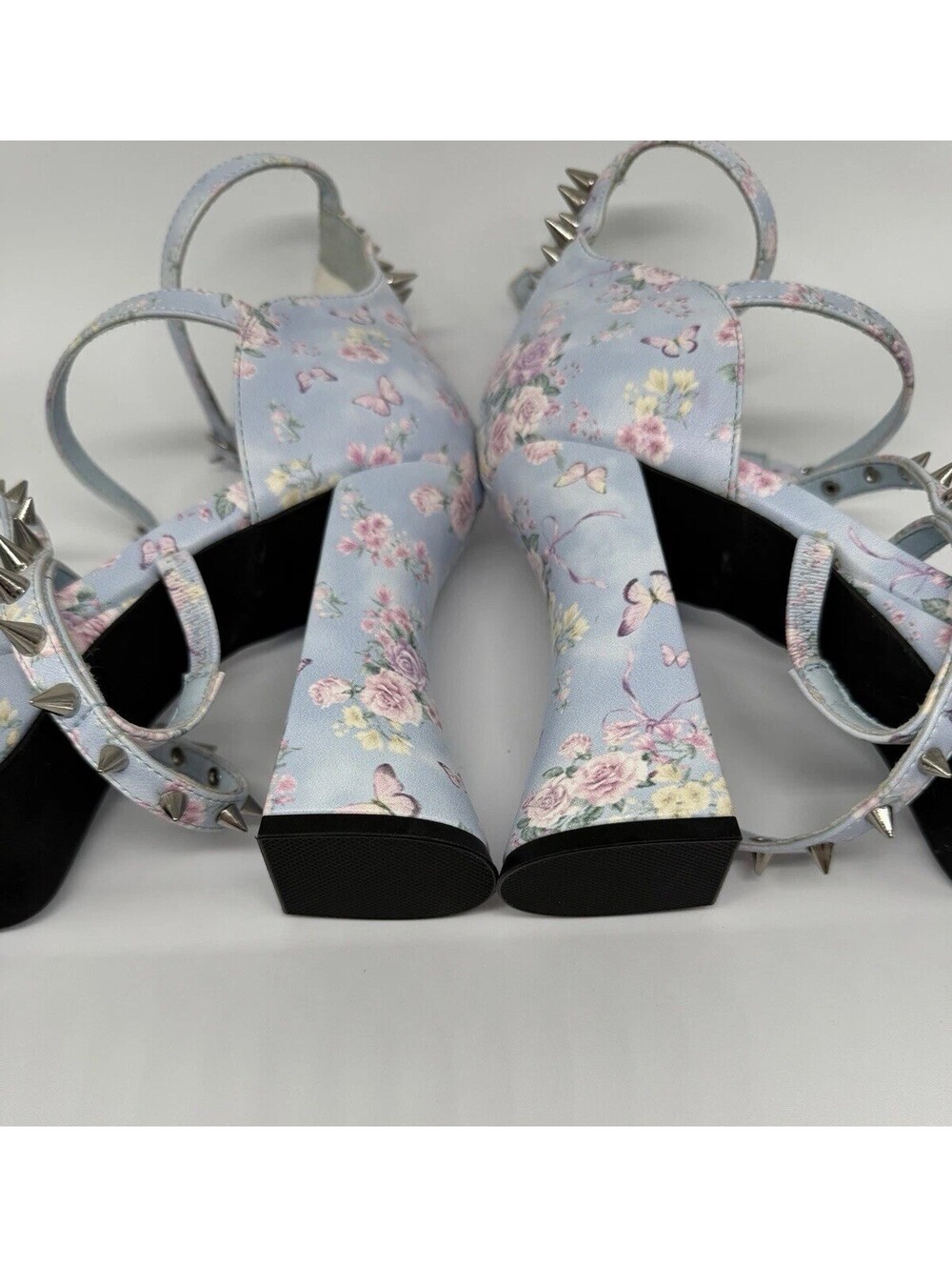 Sugar Thrillz Love and War Studded Floral Cottagecore Heels Fairy 8 NWOT *read* - Picture 8 of 9